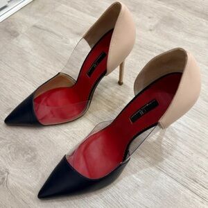 Carolina Herrera Black and Beige Heels